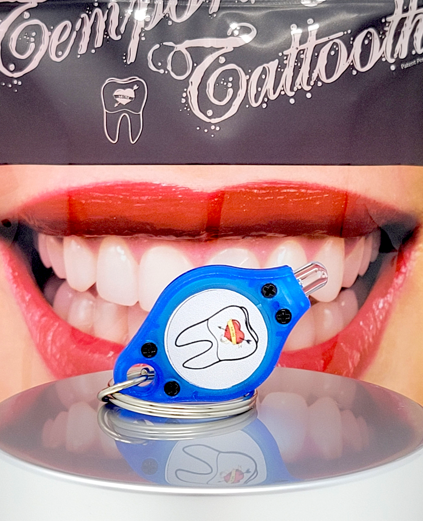 This is a Mini Curing Light for Temporary Tattooths. It will cure Temporary Tattooth Bonding Resin to help apply temporary tooth tattoos.