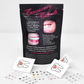 The back of the Temporary Tattooth Home Application Kit along with sheets of Temporary Tattooths.  With this kit, you can apply Temporary Teeth Tattoos.